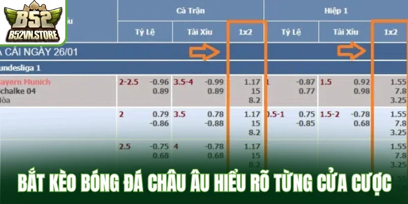 Bắt kèo bóng đá châu Âu hiểu rõ từng cửa cược